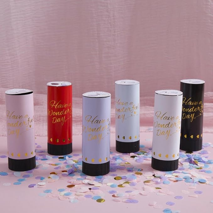 6 Pack Confetti Cannon, Multicolor Party Poppers Confetti Shooters for Wedding Birthday Holiday Celebration Christmas New Year Events Prank Graduation, Funny Small Confetti Popper, Easy To Use (Mix)