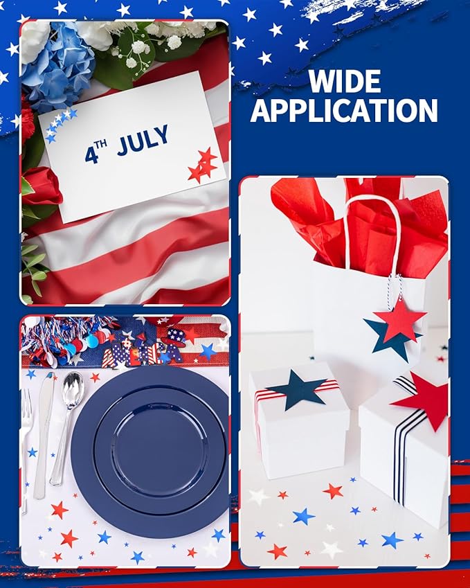 Red White Blue Star Glitter Confetti - Star Confetti for 4th of July Independence Day, Patriotic Party Decorations, Glitter Confettis for Table Centerpieces