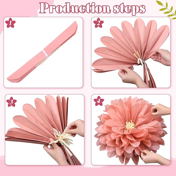 Geyee 18 Pcs Mexican Paper Flowers Colorful Fiesta Tissue Paper Flowers Pom Poms Mexican Carnival for Floral Party Backdrop Wedding Birthday Party Craft (Vintage Color,12" 14" 20")