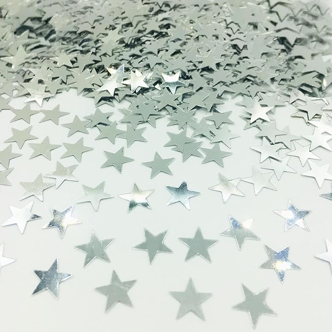 Confetti Star Confetti Party Scatter Table Decoration for Anniversary Birthday Retirement Weeding Party Supplies.(Star 10mm Silver)