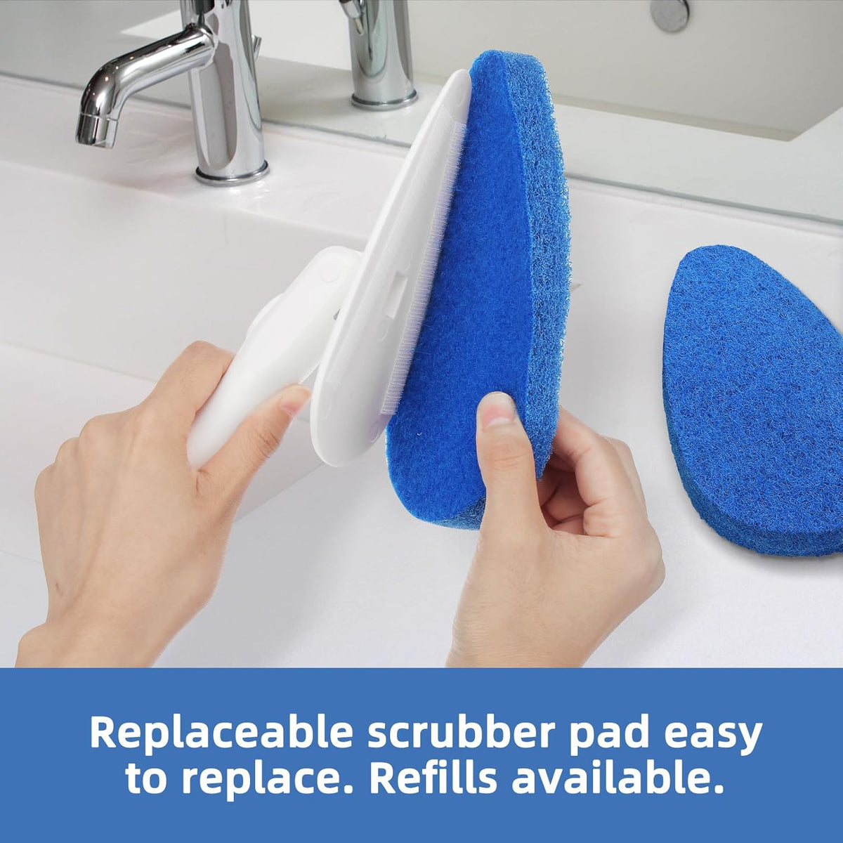 Qaestfy Shower Bathtub Tub Tile Scrubber Cleaning Brush with 51'' Handle, 5 Non-Scratch Scouring Pads