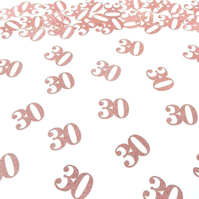 30th Happy Birthday Confetti Decorations - Number 30 Rose Gold Table Confetti for 30th Birthday, 30th Anniversary Wedding Party Supplies