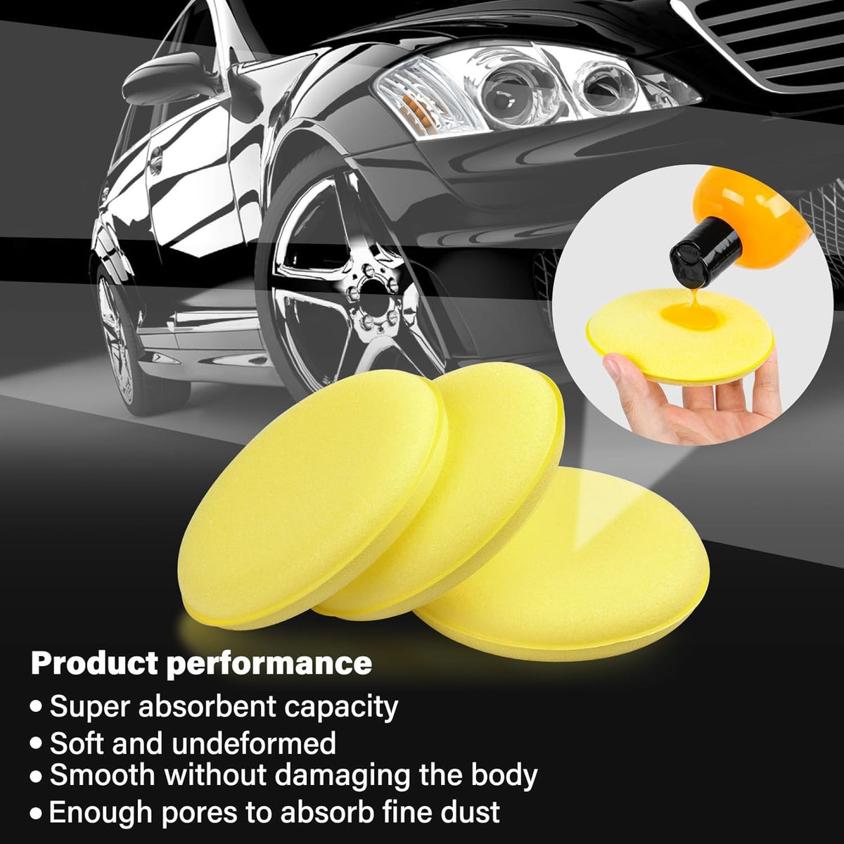 psler Foam Car Wax Applicator Pad Foam Applicator Pads Detailing Round 4 inch Polishing Sponges for Car Wax Applicator Pad 24 Pack-Yellow