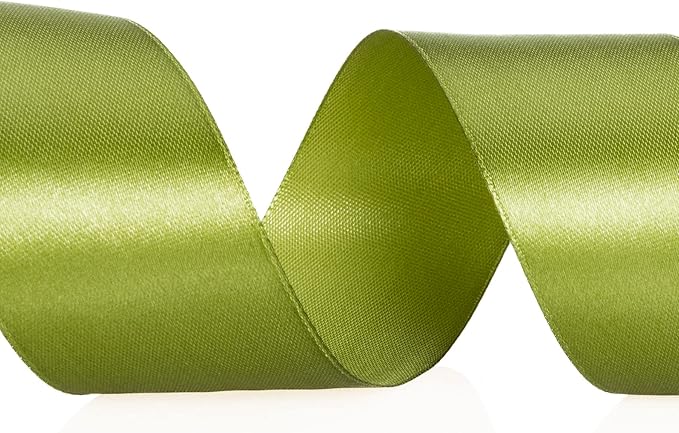 YASEO 1 1/2 Inch Moss Green Solid Satin Ribbon, 50 Yards Craft Fabric Ribbon for Gift Wrapping Floral Bouquets Wedding Party Decoration