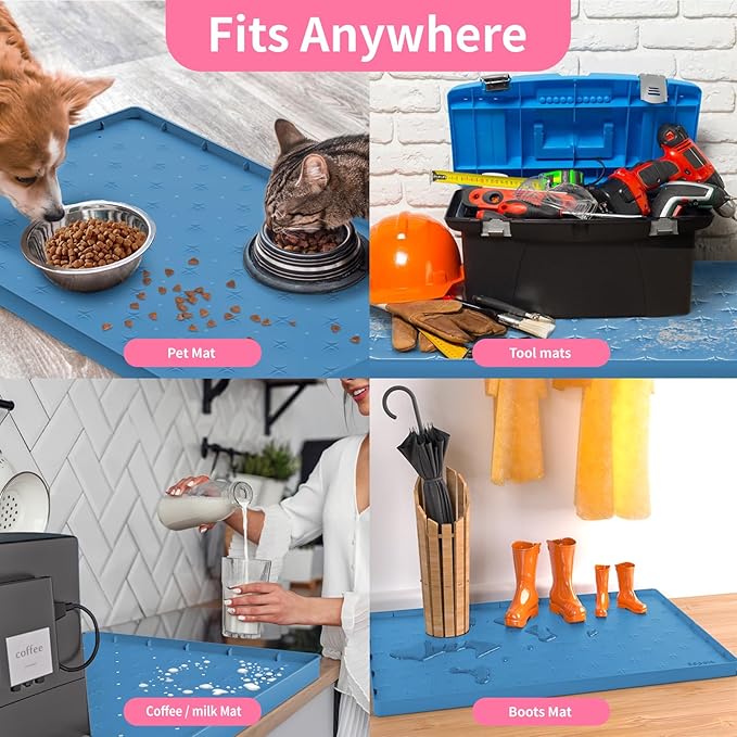 Sdpeia Under Sink Mat 34"×22" Waterproof Silicone Cabinet Liner & Sink Protector for Kitchen & Bathroom, Multi-Purpose Organizers Tray for Pets, Laundry, Cat Litter Mat