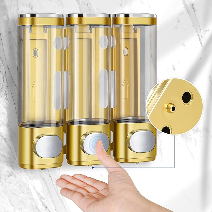 3-in-1 Room Wall Mounted Bathroom,Shower Pump Dispenser and Organizer,Dispensers for The Shower,Shampoo and Conditioner Dispenser,Shampoo Dispenser for Shower