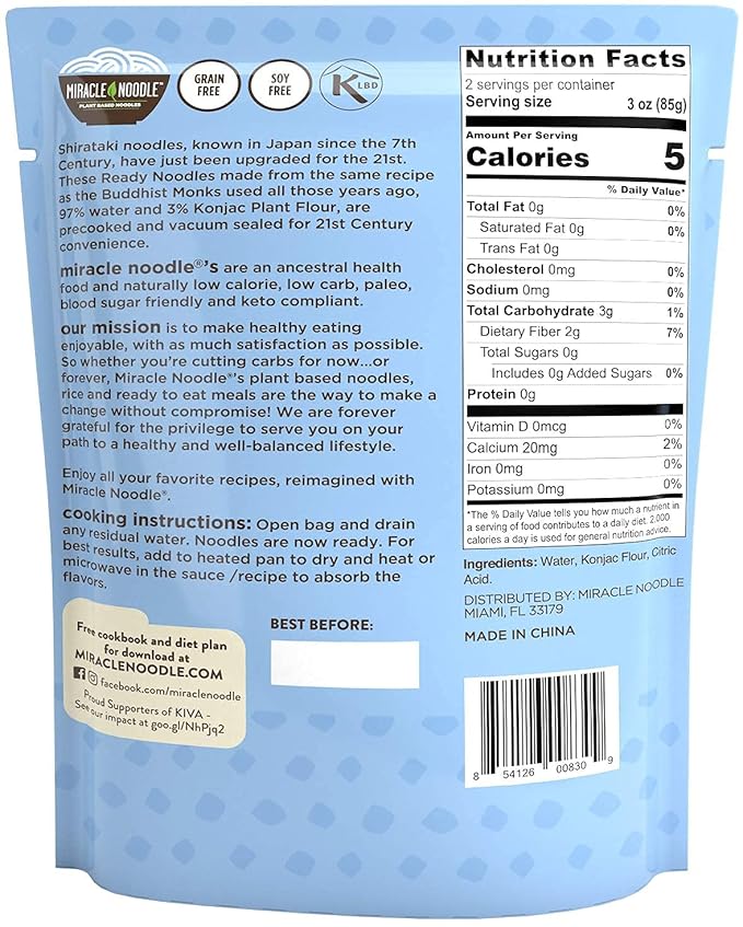 Miracle Noodle Ready to Eat Variety Pack, 7 Oz (Pack of 8), Angel Hair, Fettuccine, Spaghetti & Rice, Plant Based Shirataki Konjac Noodles