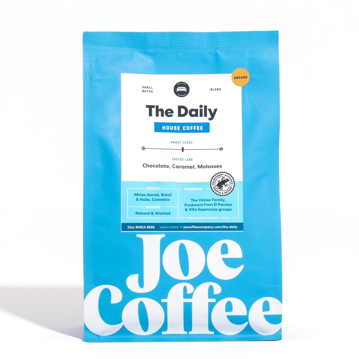 Joe Coffee Company (NYC Roaster), The Daily Ground Specialty Coffee, 12 oz Bag, Rainforest Alliance Certified, Kosher, Climate Friendly