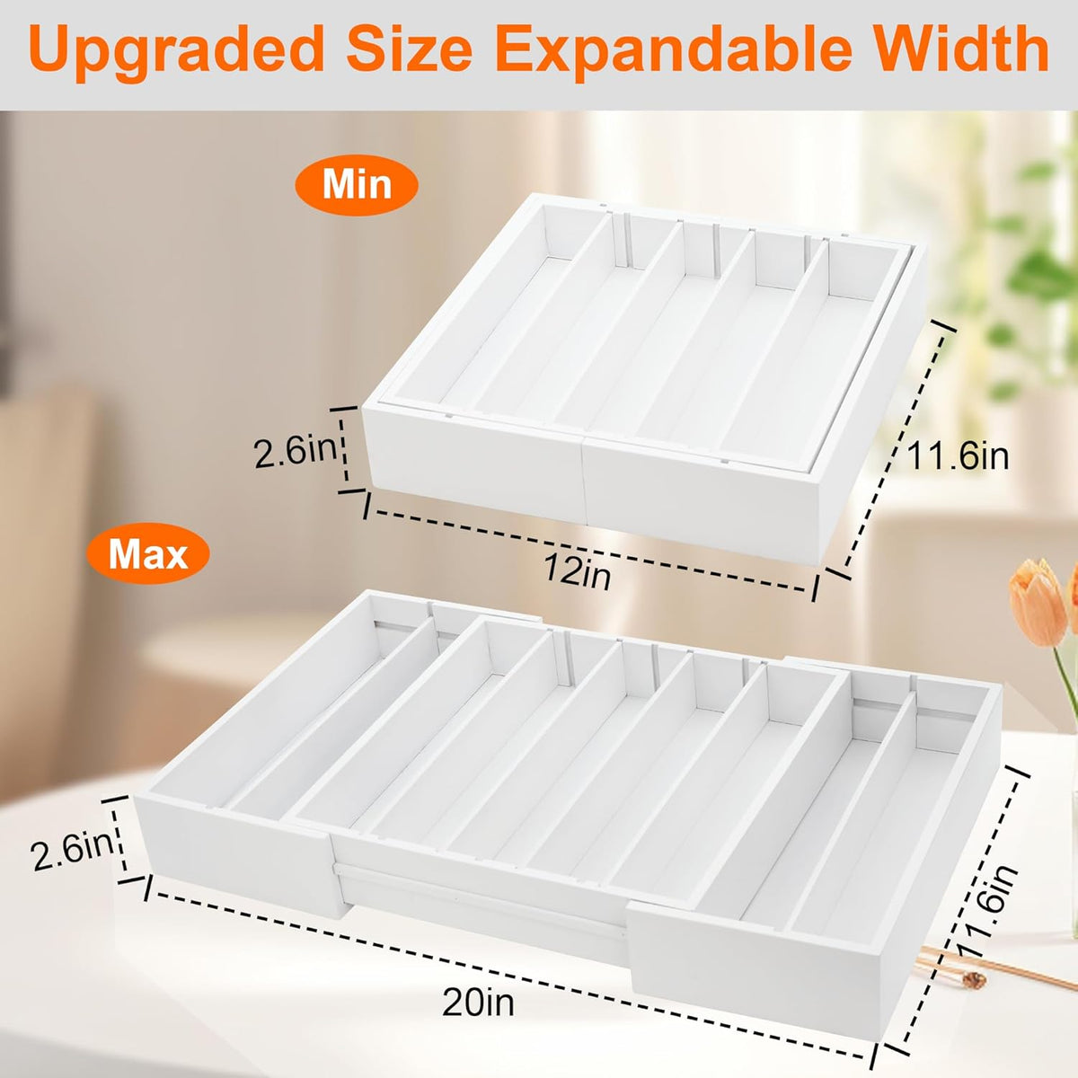MinBoo Bamboo Drawer Organizer - Expandable K Cup & Pods Holder, Coffee Pod Storage, Tea Organizer