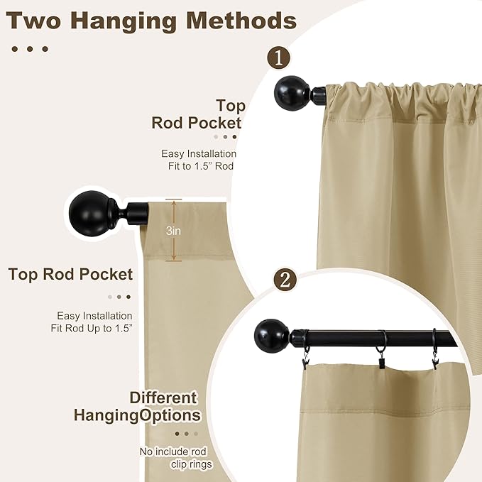 HolidayIdeas Rod Pocket Outdoor Patio Curtains Waterproof 6 Pcs 54x108 Inch- Protect Privacy & Weatherproof Balcony Outdoor Curtains for Apartments,Porch, Gazebo, Pergola, Sliding Glass Door, Cream