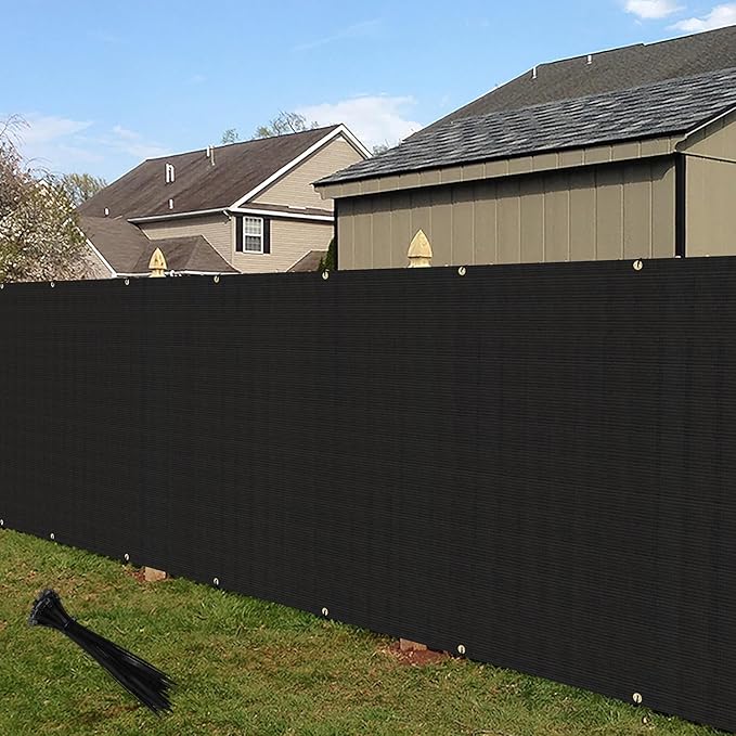 ECOOPTS 8'x119' Privacy Fence Screen Windscreen with Copper Grommets, Fit for Commercial Fence and Residential Garden Outdoor 90% UV Blockage, Cable Zip Ties Included (Black)