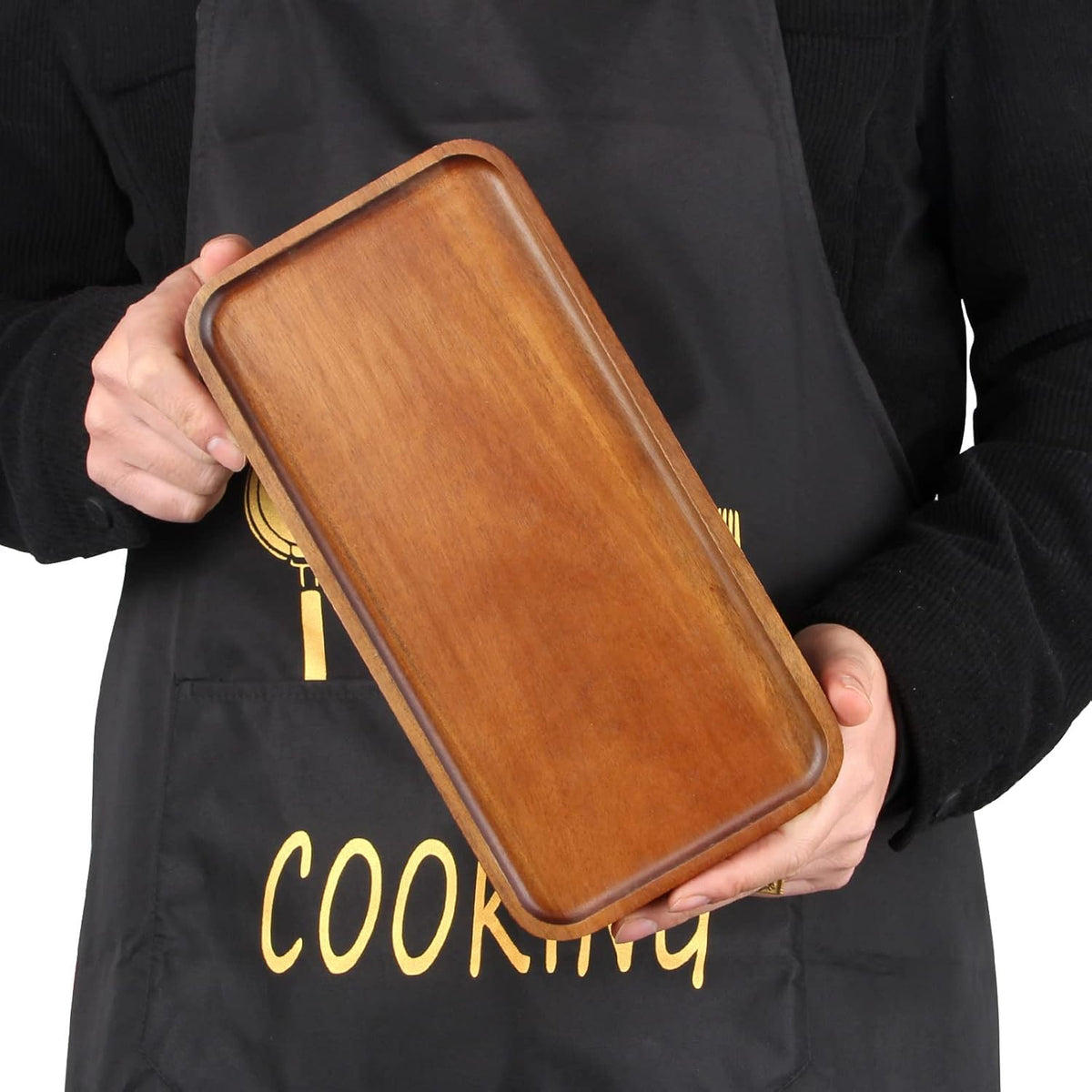 Medium Acacia Wood Serving Trays Long Charcuterie Boards Wood Snack Platter Rectangular Cookie Appetizer Plates Serving Cheese Board Rectangle