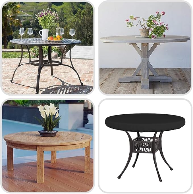 Covers & All Round Table Top Cover, 18 Oz Heavy Duty Waterproof UV & Weather Resistant Patio Table Cover, Outdoor Table Cover for Patio Outdoor Furniture & Coffee Table (36" Dia x 4 H Inches, Black)