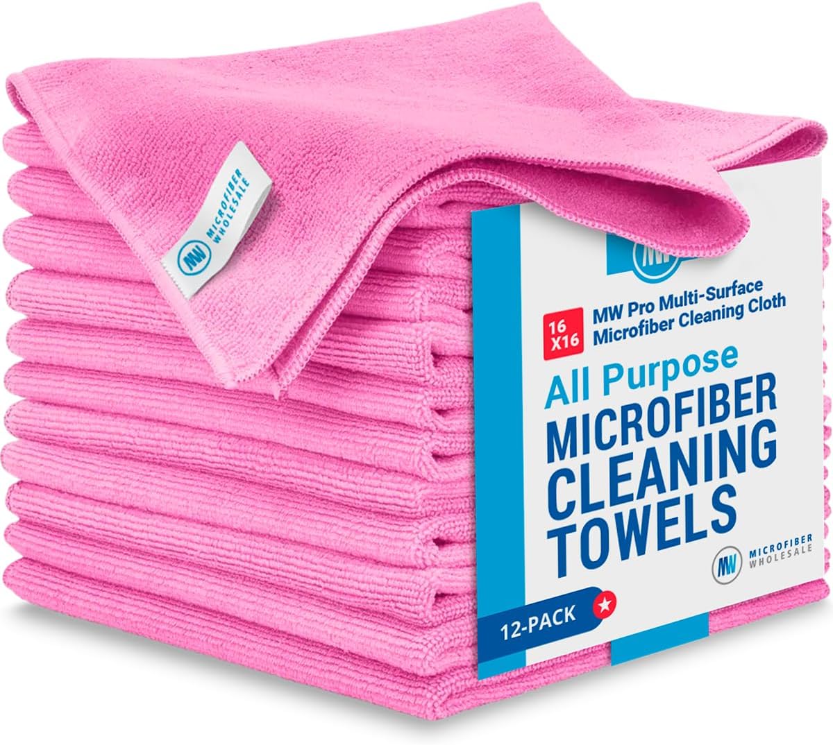MW Pro Microfiber Cleaning Cloth, Gray, 36 Pack, 16” x 16”, All Purpose Microfiber Towels - Clean, Dust, Polish, Scrub, Absorbent