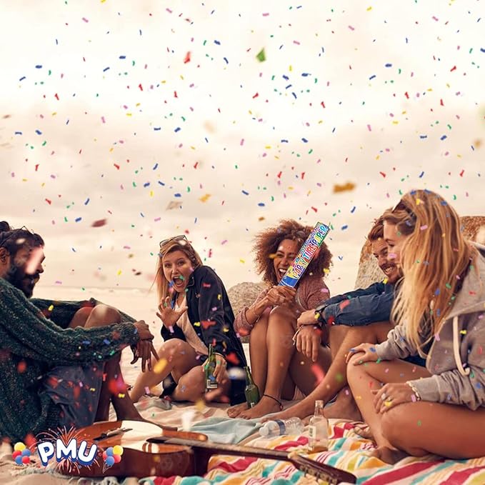 PMU Cannons Party Poppers - Confetti Blaster for Drive-by Birthdays-Celebrations, Graduation, Wedding, Christmas, New Year’s Eve - Party Poppers Confetti Shooters - 12 inch, Pkg/1