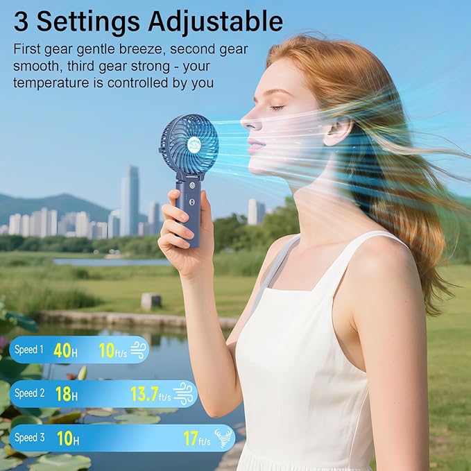 HandFan 10400mAh Handheld Personal Fan, 40Hrs Long-Lasted Hand Fan Rechargeable, Mini Cooling Fans Foldable, Heavy Duty Battery Fans Portable for Travel Beach Concerts Cruise Makeup(Royal Blue)