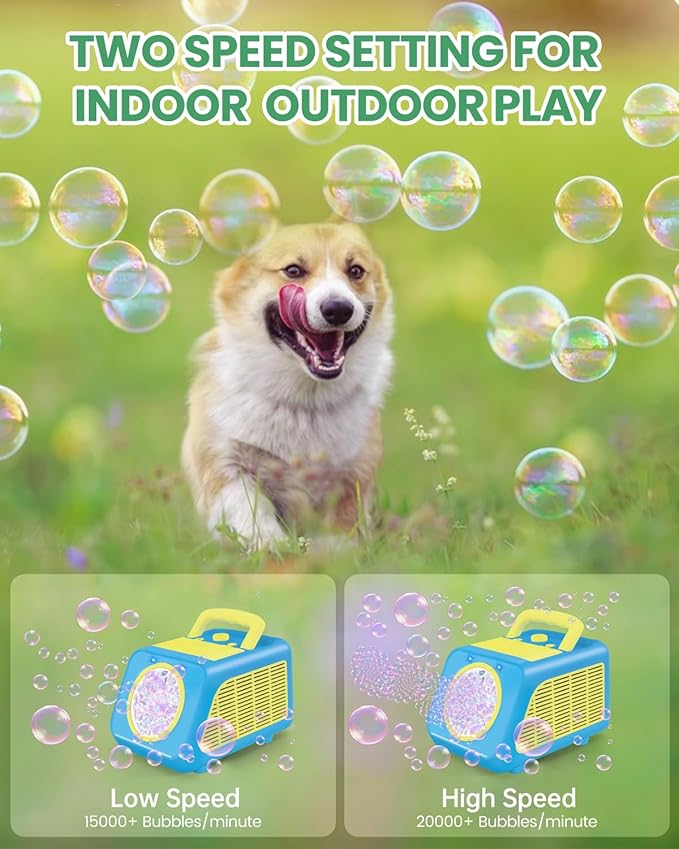 Bubble Machine Automatic Blower for Kids: Bubble Marker for Parties Battery Operated Bubble Machine for Toddlers | 20000+ Bubbles Per Min with 2 Speed Levels - Outdoor Toys for Birthday Wedding