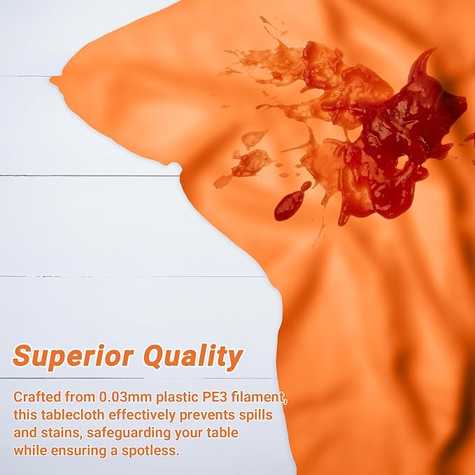 QZYL 12 PCS Orange Rectangle Table Cover, Disposable Plastic Table Cloth Rectangle, 54 X 108 in Decorative Smooth Table Cloth for Picnic Table Birthday Parties Weddings Outdoor Celebrations