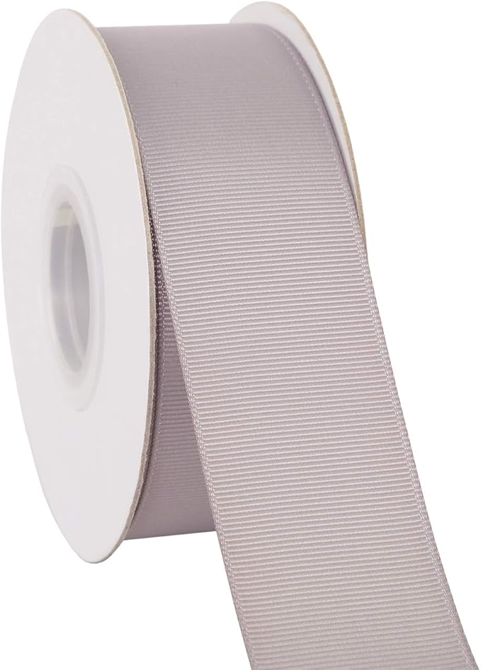 Ribbonitlux 1.5" Wide Solid Grosgrain Ribbon 25 Yards (012-Silver）, Set for Gift Wrapping, Party Decor, Sewing Applications, Wedding and Craft