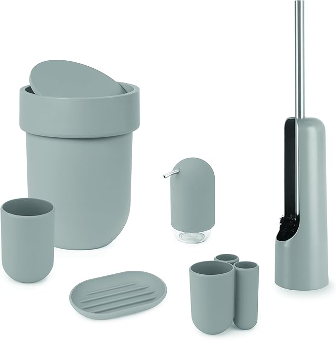 Umbra Touch Soap Dispenser Pump 13 oz (384 ml) Capacity for Liquid Soap or Hand Sanitizer, Easy to Refill, Grey