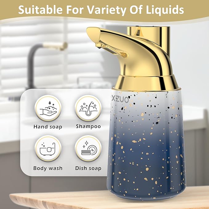 Automatic Soap Dispenser Touchless Ceramic Material Rechargeable Liquid 11.8oz/350ml Soap Bottle with Sensor Suitable for Bathroom & Kitchen
