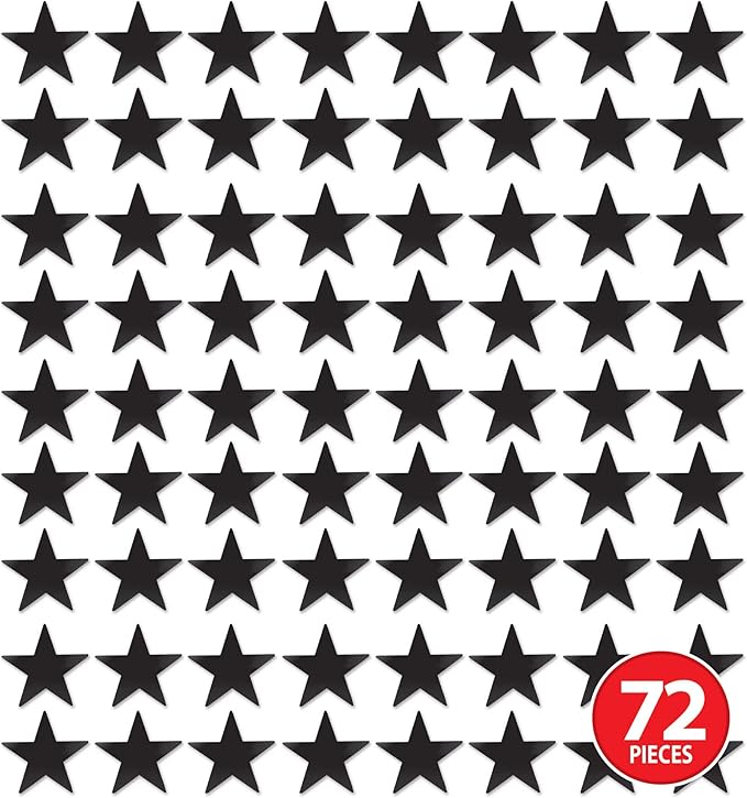 Beistle 72-Pack Foil Black Star Cutouts, Awards Night Party Decorations for Occasions, Celebrations & Events, Starry Theme Decor for Wall & Table, 5”