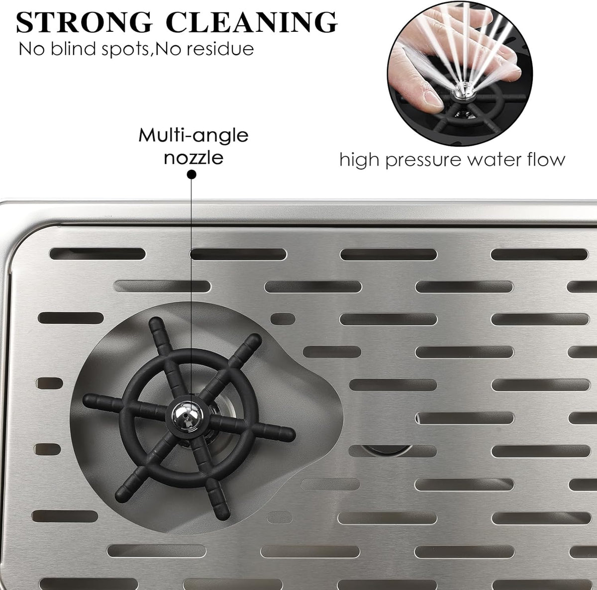 Pitcher Washer, Espresso Washer and Spray, Pitcher Rinser ，Drainage and Drip Tray, 304 Stainless Steel Bar Glass Washer Sink