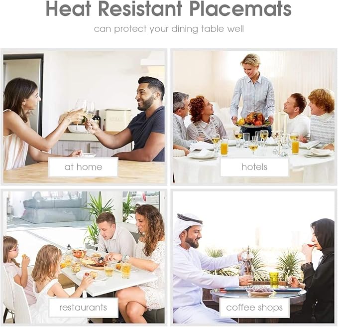 Table Placemats Set of 6 Oval,Beige Faux Leather Placemat Waterproof Reversible,Non Slip Heat Resistant Wipeable Kitchen Placemats for Dining Table,Modern Table Protectors