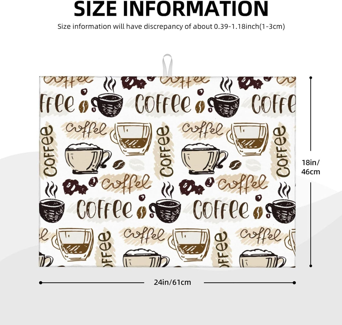 Coffee Dish Drying Mat 18 x 24 Inch, Coffee Drying Mat Absorbent Reversible Microfiber Coffee Kitchen Mat Dish Rack Pad Dish Drainer Mat Brown Coffee
