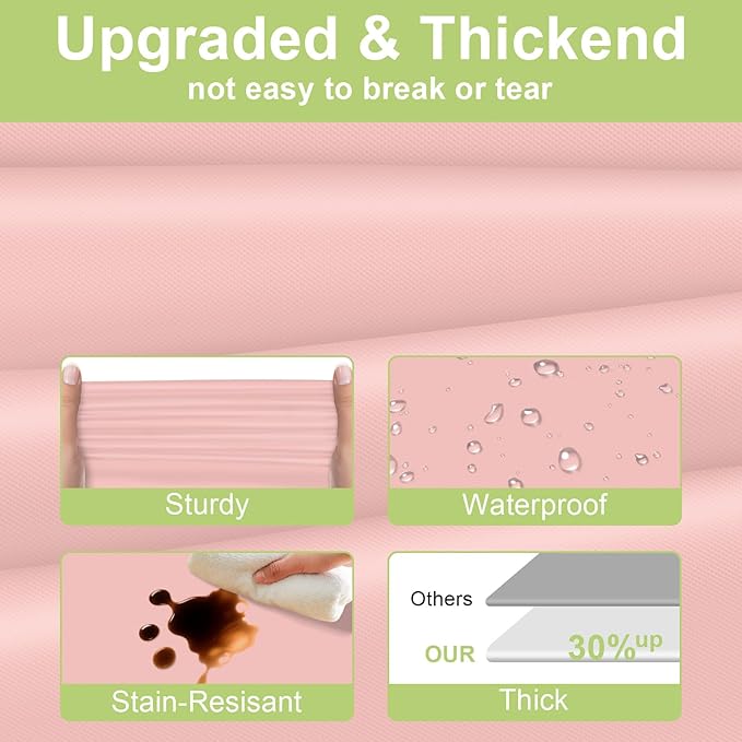 QIKSION Blush Pink Plastic Table Cloth Disposable 3 Pack, 54 x 108 Inch Tablecloths for Valentines, Easter, Mothers Day Decorations, Baby Shower Birthday Party, Rectangle Table Cover