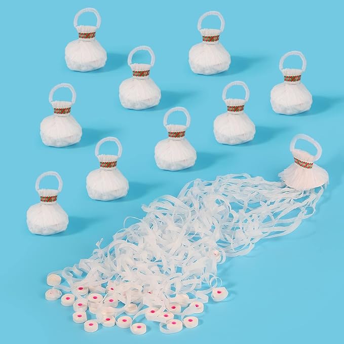 30Pack Streamer Poppers, No Mess White Paper Crackers, Hand Throw Confetti Streamers for Birthday, Wedding, Party Celebrations