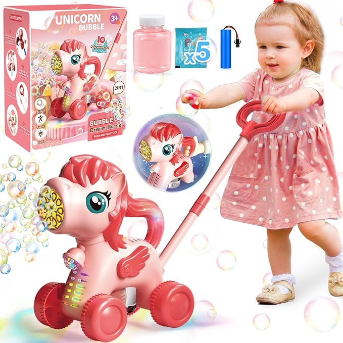 Chridark Bubble Lawn Mower for Kids Toys Age 3 4 5 Year Old: Unicorn Bubble Machine for Toddlers 1-3, Backyard, Travel, Party, Outdoor Toddler Toys, Birthday Gifts for Toddler Girls