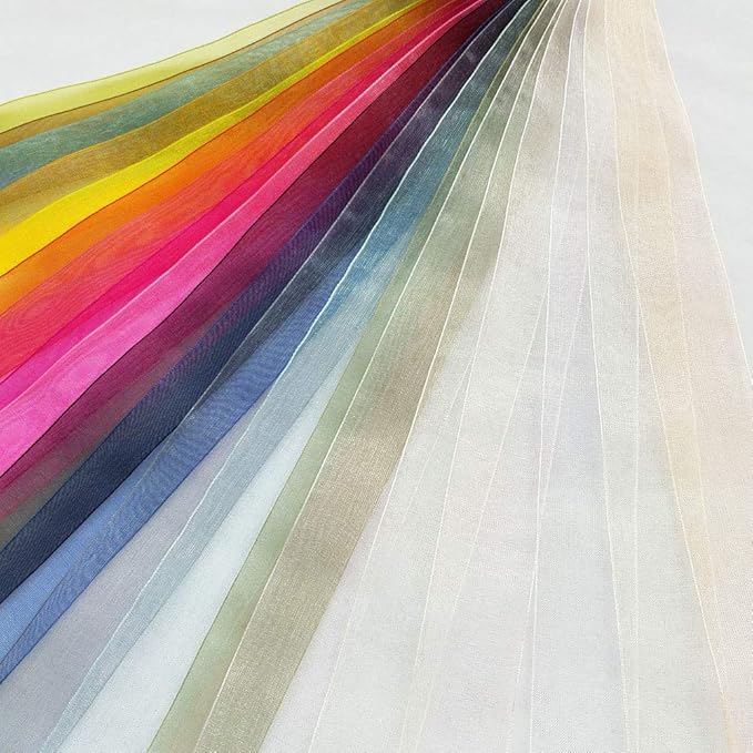 Chenkou Craft Solid Organza Ribbon Assorted 24 Yards Craft Bow Party Decoration Packing Ribbons (Mix, 1/2"(12mm))
