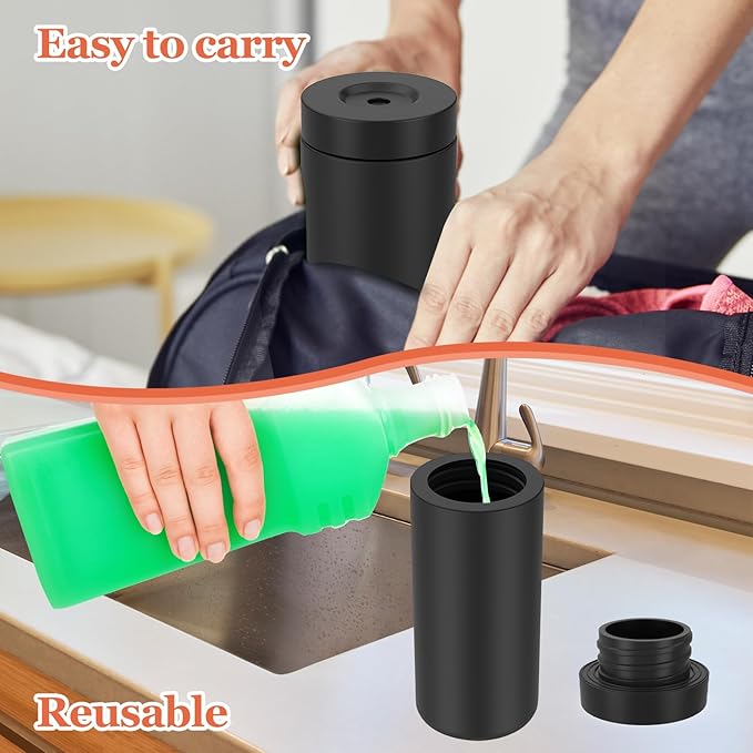 8 Oz Dishwashing Liquid Dispenser, Silicone Dish Soap Dispenser, Reusable Soap Dispenser Hand Soap, Refillable Dish Soap Squeeze Bottle Portable Hand Soap Bottle for Bathroom (Black)
