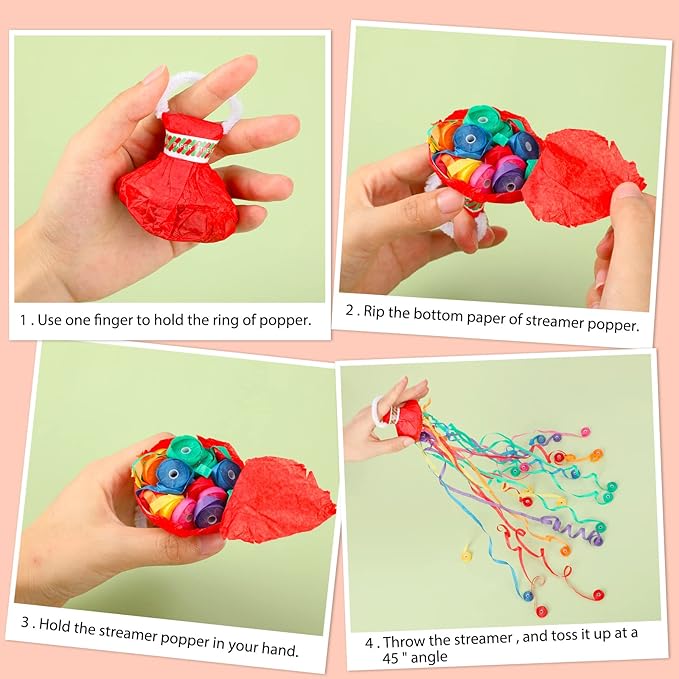 150 Pcs Throw Streamers Colorful Hand Held Streamer No Mess Confetti Crackers Party Streamers Wedding Toss for Engagement Graduation Party Favors Shows Supplies