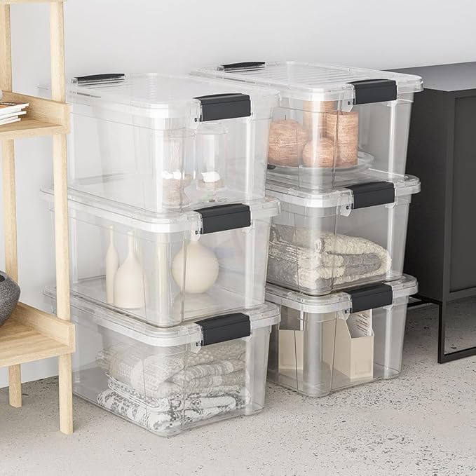Superio 2.3 Qt Clear Plastic Storage Bin with Lid, Non-Toxic, BPA Free, Odor Free, Organizer Storage Box, Stackable Plastic Tote for Home, Garage, School, and Office, X-Small