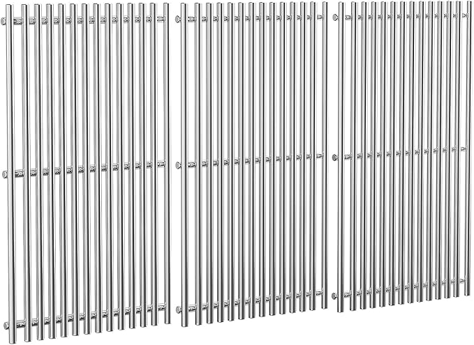 QuliMetal SUS304 9MM Grill Grates for Weber Genesis II E-410/E-415/E-435, Grill Parts for Genesis II/LX E-440 Series Gas Grills, 304 Stainless Steel Grill Grates Parts for Weber GS4 66089 66097