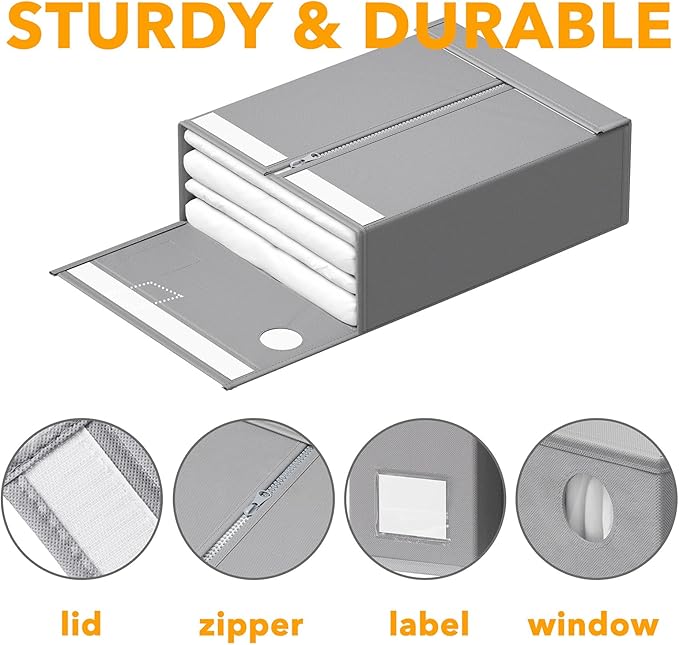 SpaceAid 9 Pack Bed Sheet Organizers and Storage, Foldable Sheet Organizer with Window for Linen Closet, Set Folder Keeper for Queen & King Size Bedding Storage (Gray)