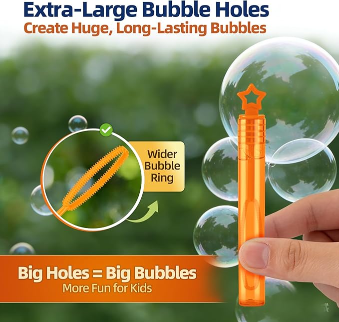 100 Pcs Mini Bubble Wands Bulk for Kids, 4.2 Inch Star Bubble Sticks with Large Bubble Holes, Pre-Filled Bubble Solution, Party Favors, Classroom Prizes, Carnival & Birthday Party Supplies