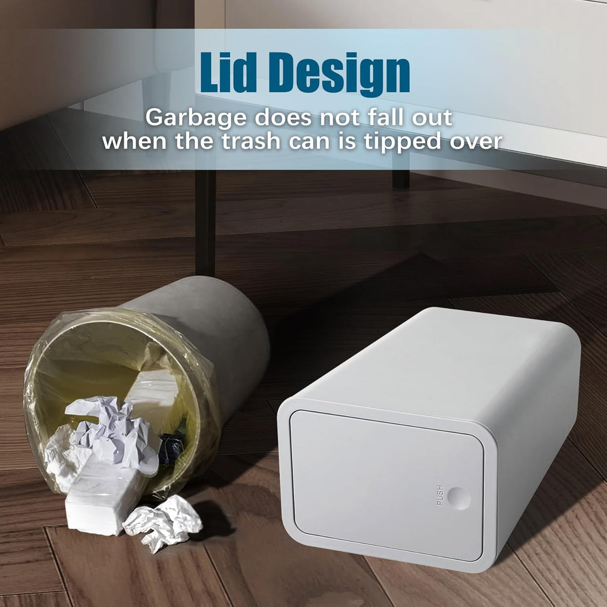 TIPGO Bathroom Trash Can with Lid, 10 Liter/ 2.6 Gallon Slim Garbage Can, Small Trash Bin Waste Basket with Pop-Up Lid for Kitchen, Bedroom, Living Room, Office (2 Pack, Grey)