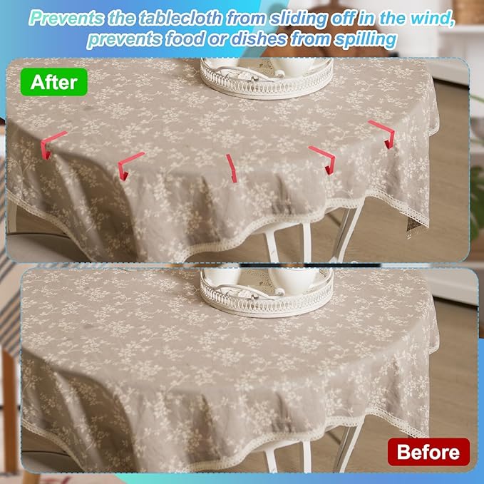 uxcell 8 Pack Tablecloth Clips, Stainless Steel Table Cloth Cover Clamps, 2.56" x 2.68" Windproof Holder Clips for Home Party Picnic Wedding Camping Dining Tables, Gray