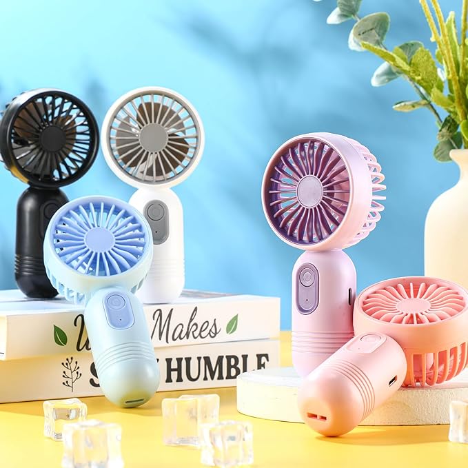Rossesay 12 Pack Mini Portable Handheld Fan Bulk for Travel 3 Speeds, Rechargeable USB Battery Operated, Small Personal Eyelash Fans for Women Men Indoor Outdoor(Black,Classic Style)
