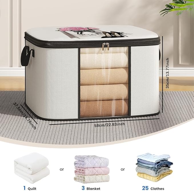 3pcs comforter blanket clothes sheet towel sweater pillow plush underbed storage,linen closet organization containers for bedroom,clear window storage tote bag,extra large portable moving boxes