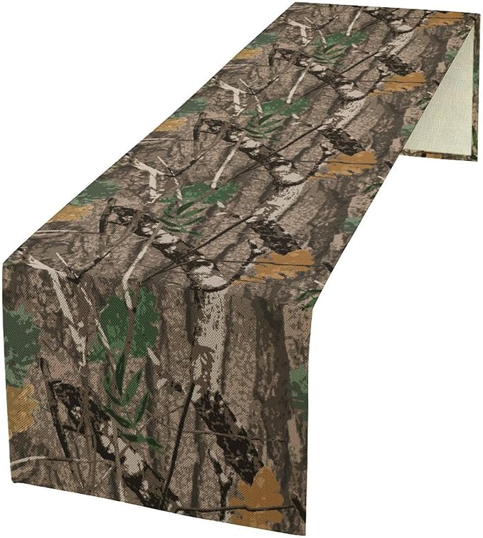 Camo Branches Table Runner, Camo Tree Hunting Oak Table Runner for Dining Home Party Cafe Holiday 13x90in