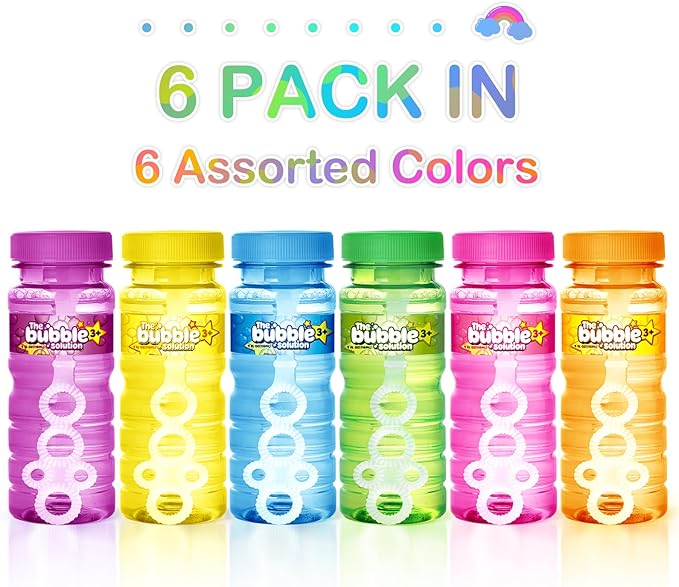 SpringFlower 6 Pcs Bubble Bottles with Wand,Bubbles Party Favors for Kids,Summer Toys, Blow Bubbles Solution Novelty Toy, Party Favors, Birthday Party Supplies, Outdoor & Indoor Activity,4oz,6 Colors
