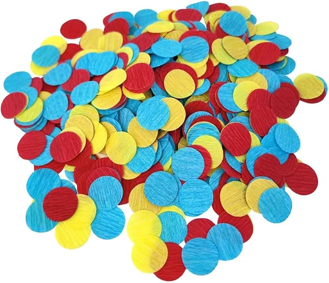 Carnival Circus Table Confetti Red Yellow and Blue 1 inch Crepe Paper Dots Table Scatter Confetti for Birthday Paw Party Decorations 1000 Pcs