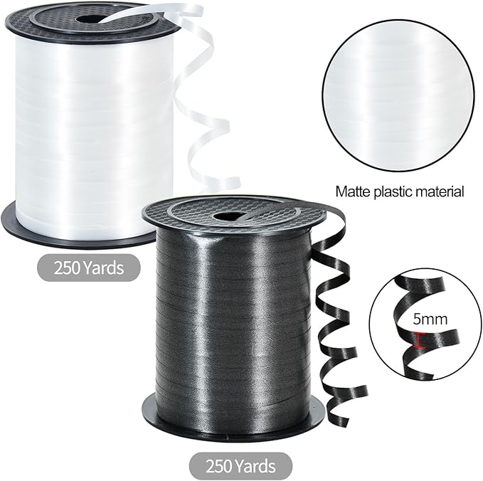 TONIFUL 500 Yards Curling Ribbon-Balloon Ribbon-Balloon String for Art&Craft Decor,Gift Wrapping,Ribbons and Bows for Christmas New Year Birthday Gifts Graduation Supplies (Black and White)