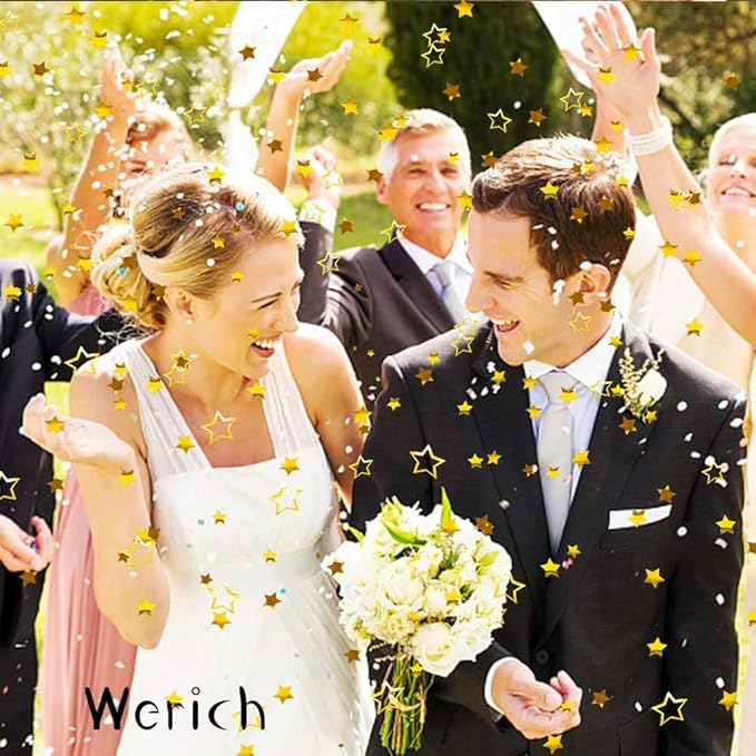 Werich Star Confetti Gold Table Confetti Birthday Baby Showe Wedding Metallic Foil Stars for Party Bridal Shower Festival Theme Party Decorations Supplies