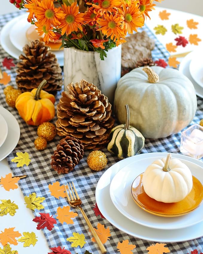 60g Fall Thanksgiving Confetti, Thanksgiving Table Decorations Scatters Fall Leaf Sequins, Foil Metallic Sequins Leaf Confetti for Autumn Party, Thanksgiving, Christmas, Glitter Party Supplies