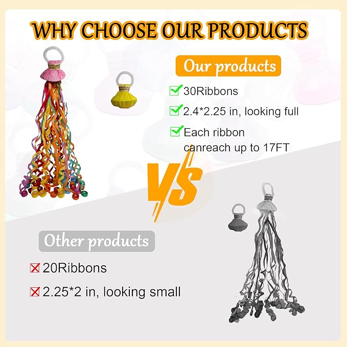 24 Pack Streamer Poppers No Mess Confetti Poppers，No Mess Streamers Easy to Clean Party Poppers，for Celebrations and Events，Six Color Mix